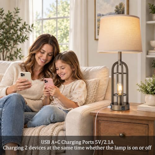 24" Farmhouse Table Lamps for Living Room Bedroom Set of 2 (9.Button Switch - Antique Bronze)
