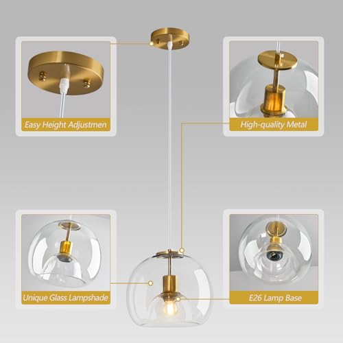 Clear Glass Pendant Light Kitchen Island (Clear(9.84 in) / 1-Pack)