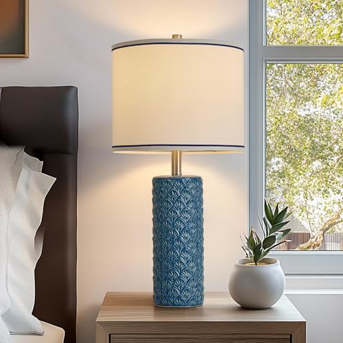 27" Farmhouse Bedside Table Lamp Set of 2 (Bule / 27")