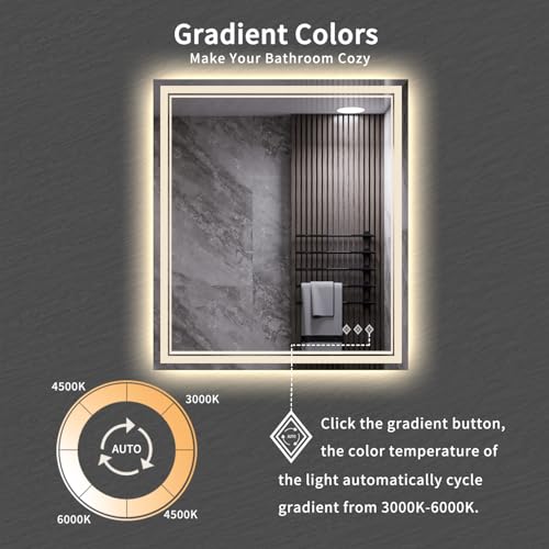 LED Bathroom Mirror (Front and Backlit / 32"L x 28"W)