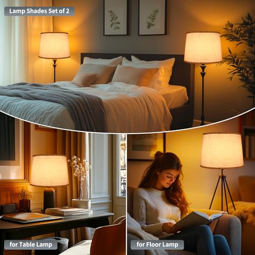 Drum Lamp Shades Set of 2 (Fabric White)