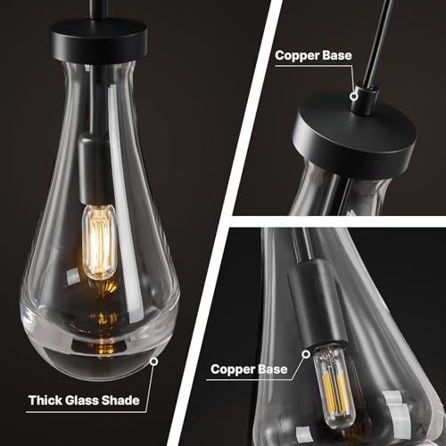 Raindrop Pendant Light Fixtures of 3 Lights (Black / 3 Head)