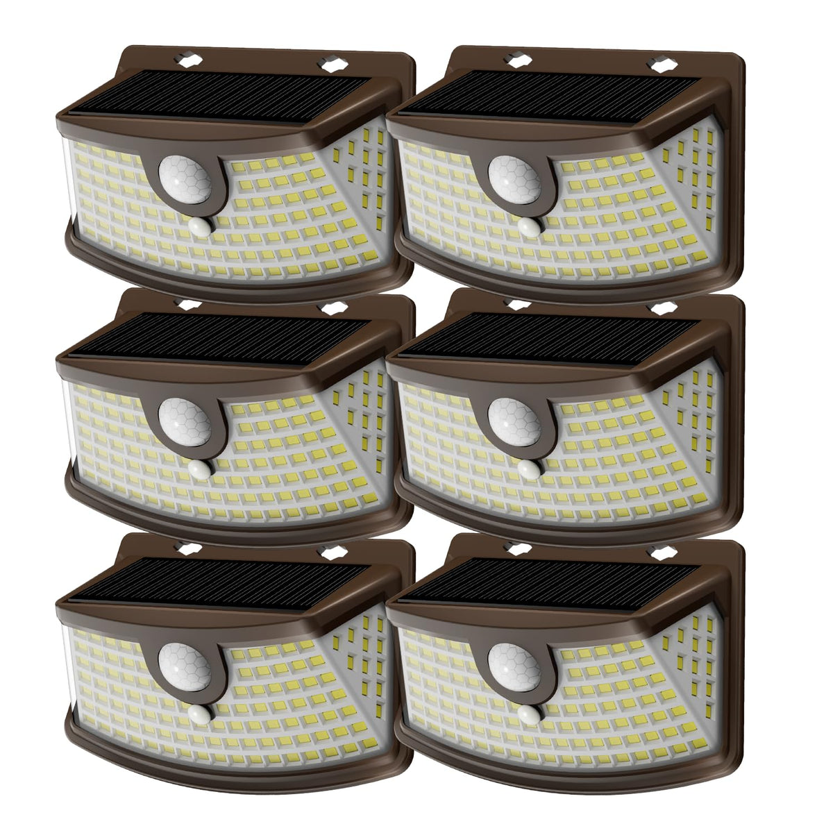 Solar Motion Sensor Lights Outdoor 120 LEDs (Brown / 6 Pack)