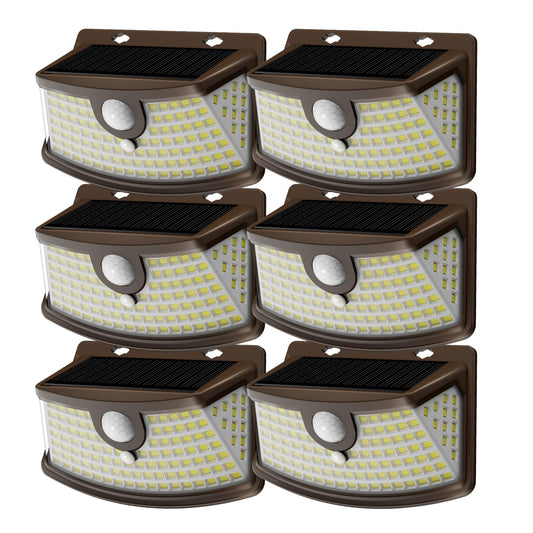 Solar Motion Sensor Lights Outdoor 120 LEDs (Brown / 6 Pack)