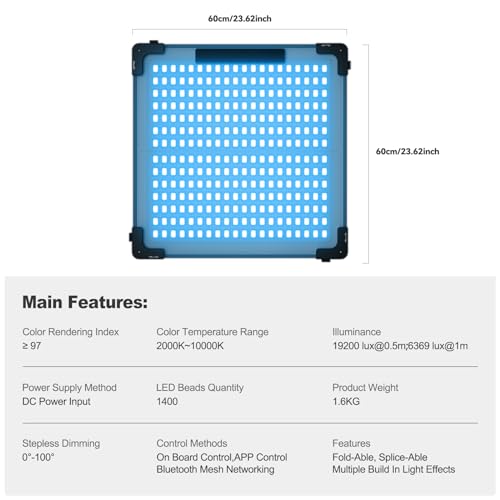 GVM 200W Flexible Led Panel Light Mat with Bluetooth Control (2)