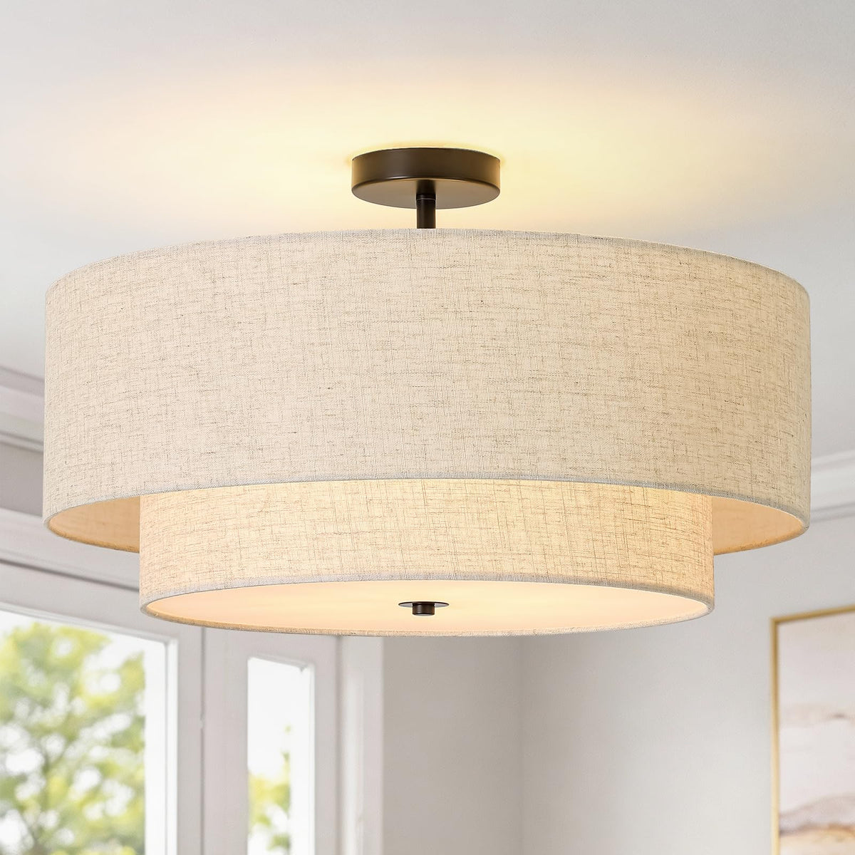 5 Light Semi Flush Mount Ceiling Light (Black / 23.6")