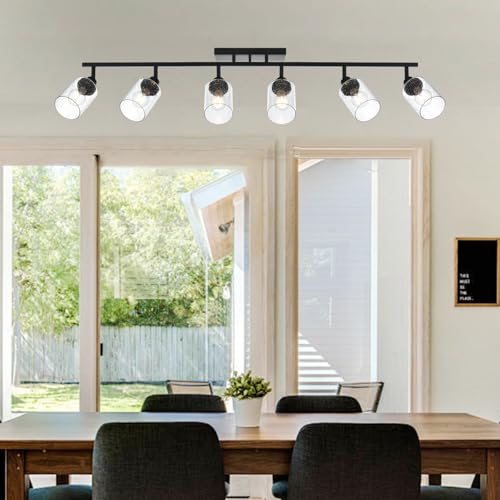 6 Light Black Track Lighting Kit Ceiling Mount Kitchen Track Lighting Fixtures (Black / 6-Light)