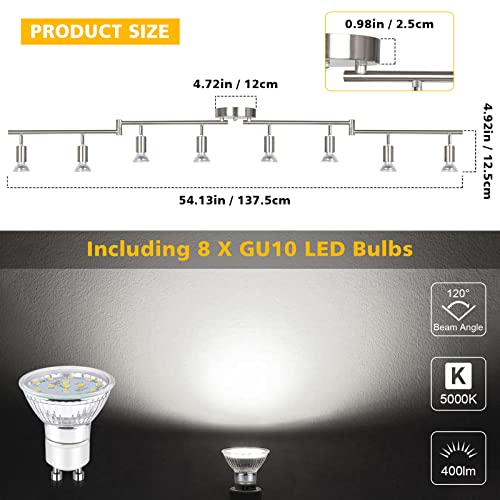 LED Track Lighting Kit (Matt Nickel / 8 Light)