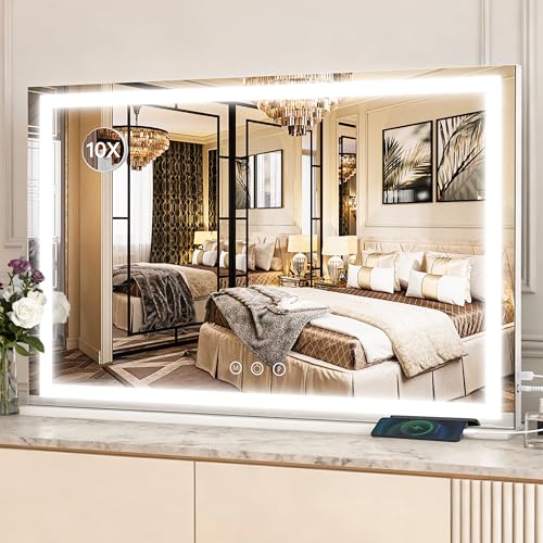 39" x 28" Extra Large Vanity Mirror with Lights (White / 39"L x 28"W)
