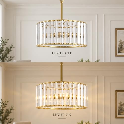 Gold Crystal Chain Chandelier for Dining Room (Gold / 3 Light)
