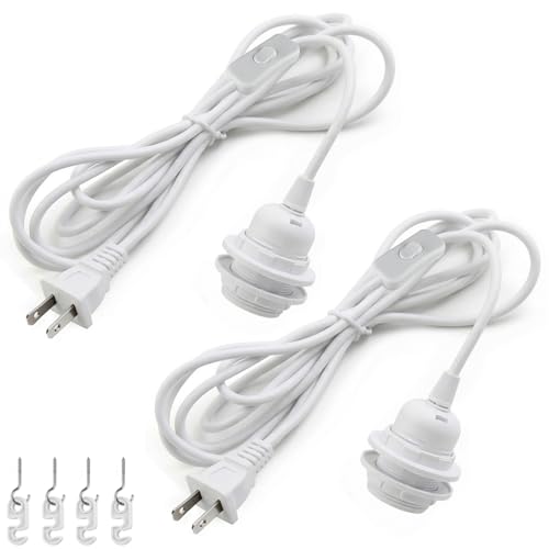 16Ft Plug in Pendant Light Hanging Cord Kit (White / 16FT)