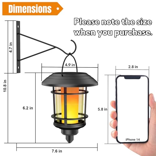 4 Pack Solar Flame Wall Lanterns Outdoor (Flickering Flame)