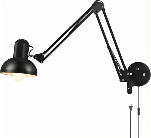 Black Industrial Swing Arm Wall Light Nordic Adjustable Long Arm Wall Sconces Lamp Metal Double