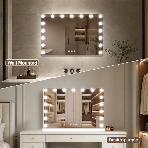 Vanity Mirror with Lights (White / 28"L x 20"W)