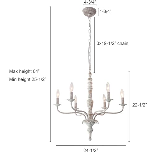 Farmhouse 6 Lights French Country Chandelier