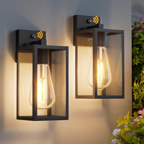 2 Pack 13‘’ Dusk to Dawn Outdoor Wall Light Fixture (Black / Medium-13.3'')