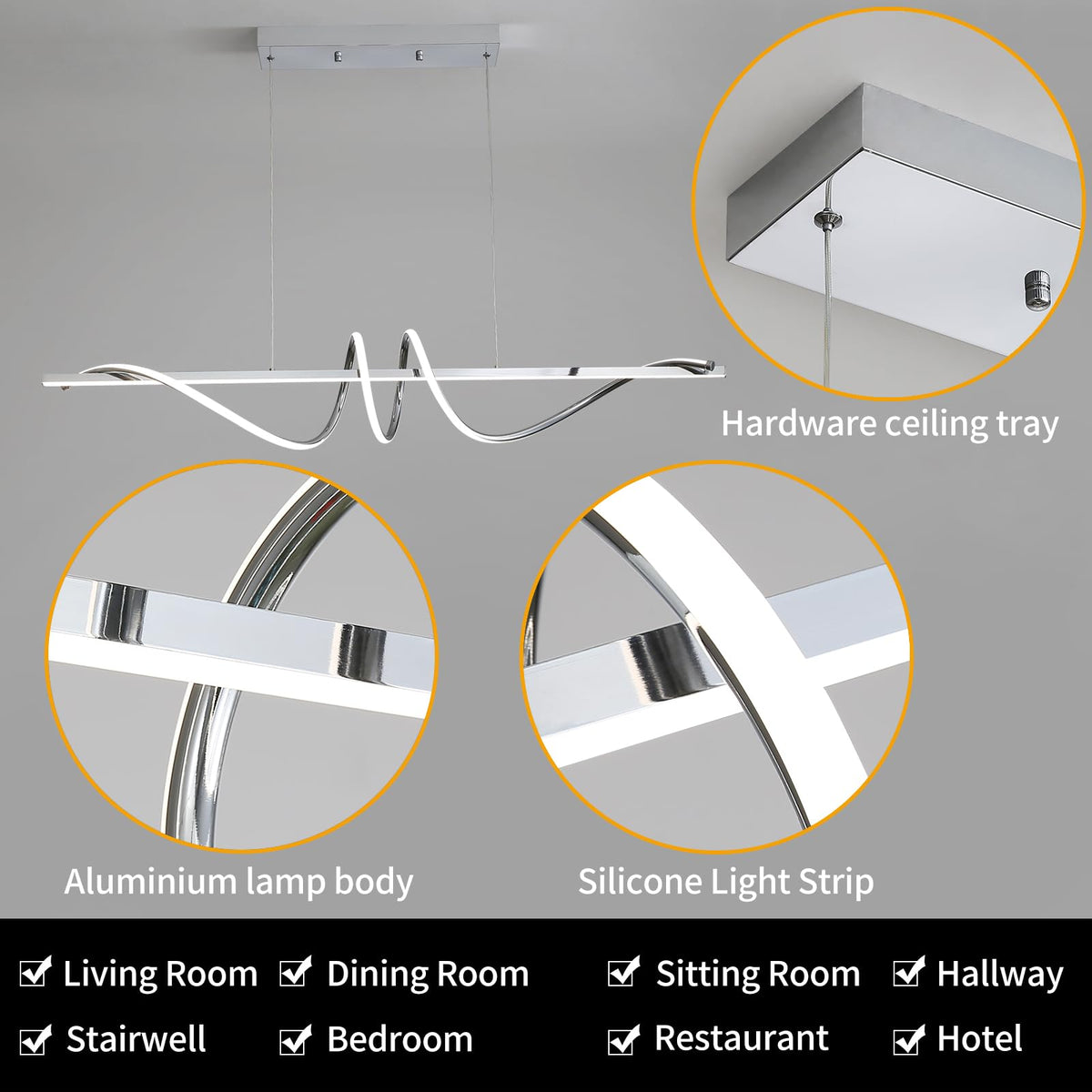 Modern Ceiling Chandelier Light (Aa / 47IN)