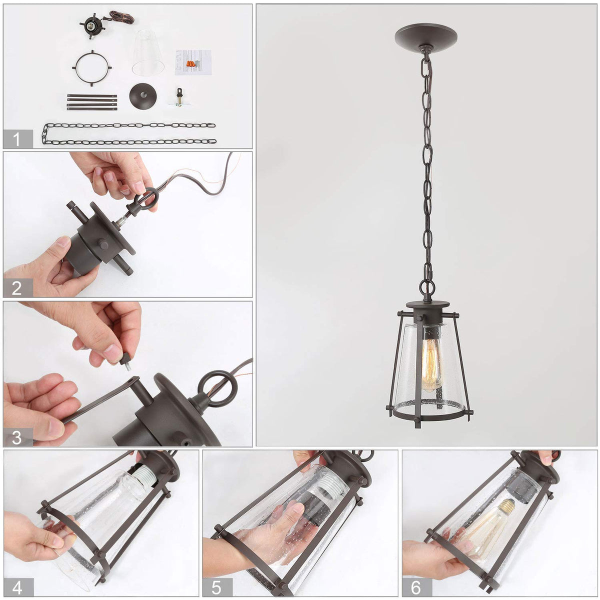 Bronze Pendant Lighting for Kitchen Island (7.5" L x 7.5" W x 11" H / Bronze)