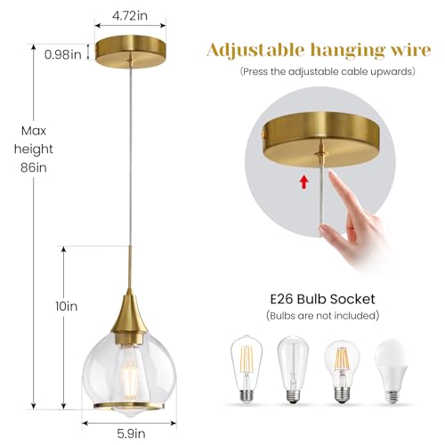 Pendant Light Fixtures Kitchen (Gold / 2 Pack-6inch)