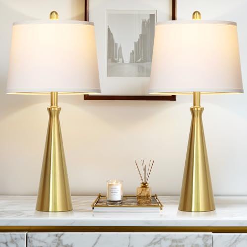 28" Modern Gold Touch Table Lamp Set of 2 for Living Room (C Gold)