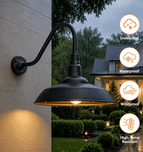 18" Large Gooseneck Barn Lights Outdoor (18 Dome - 2 Pack)