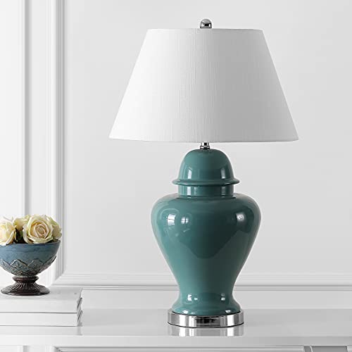 Sagwa 33" Modern Ceramic Ginger Jar Living Room Lamp (Teal)