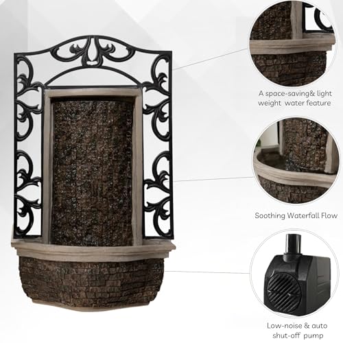 39" 2 Tier Outdoor Freestanding Solar Water Fountain