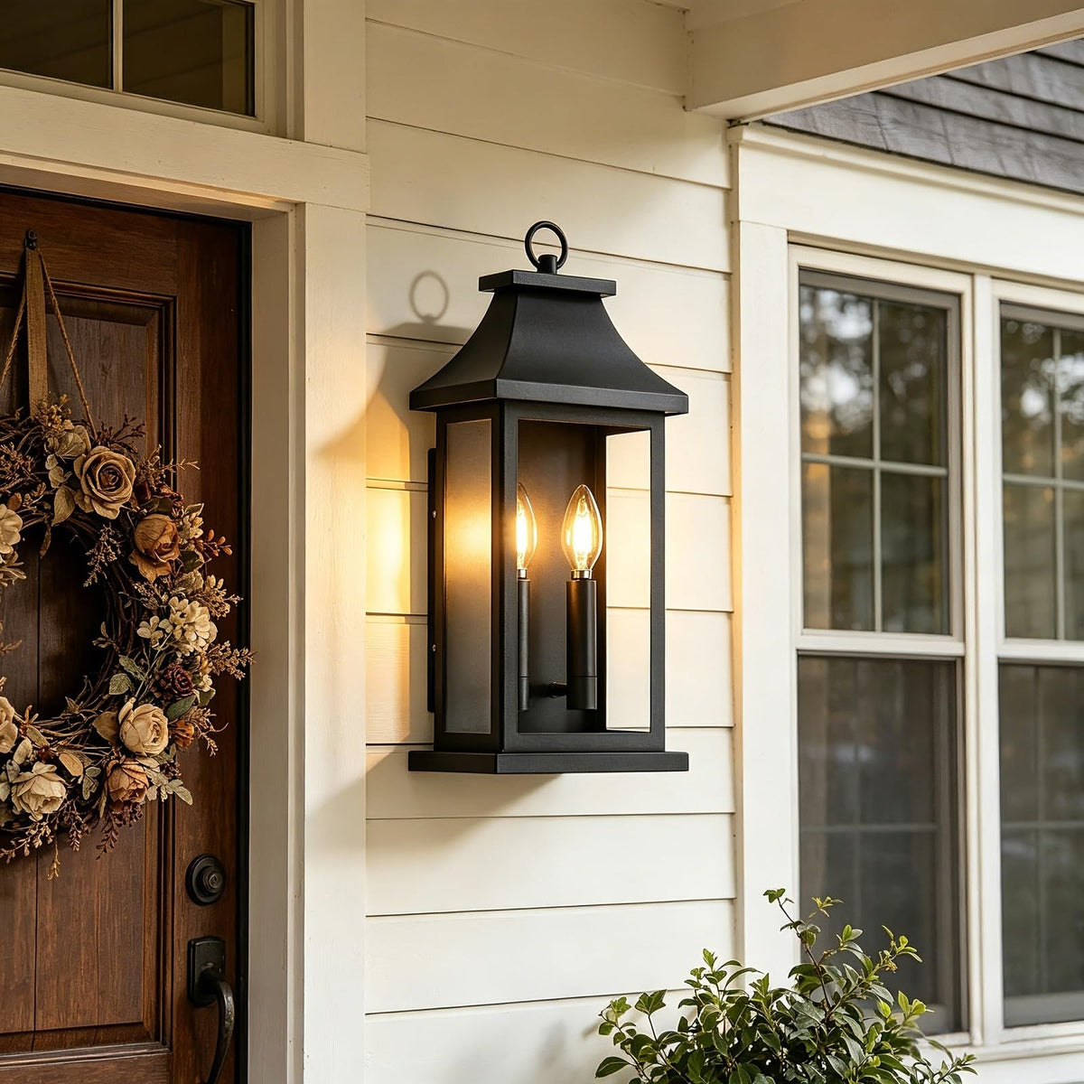 1 Pack Outdoor Wall Lights (Black - No Sensor / 17.5 inch - 1 pack)