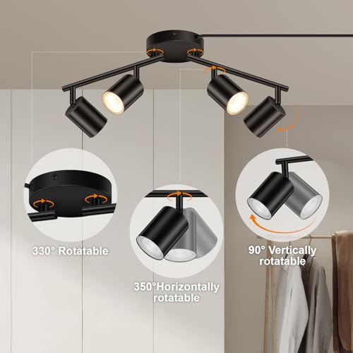 Plug in Track Lighting LED (4-Light Track Light(Black))