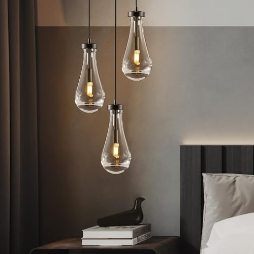 Raindrop Pendant Light Fixtures of 3 Lights (Black / 3 Head)