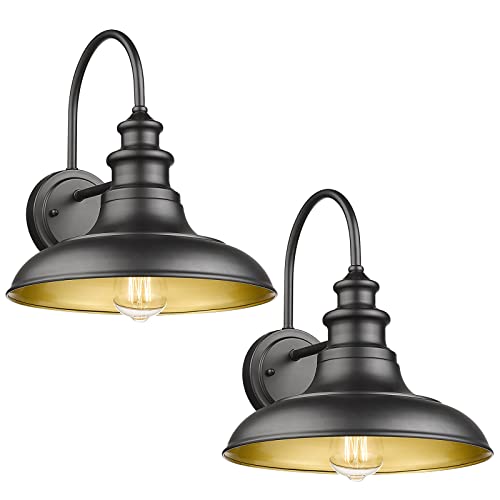 Outdoor Barn Light Fixture (Black / 12-RZ004-2PACK(Not Dusk to Dawn))