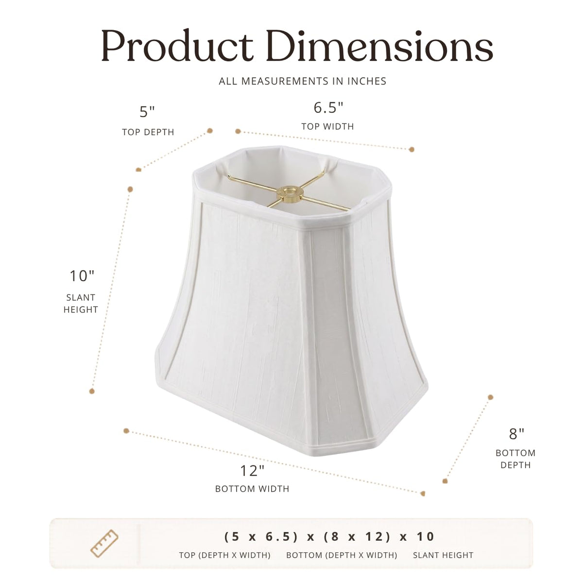 BSO-710-12WH-2 Rectangle Cut Corner Basic Lamp Shade, (5x6.5) x (8x12) x 10, White, 2-Pack ((5x6.5) x (8x12) x 10 / White - 2 Pack)