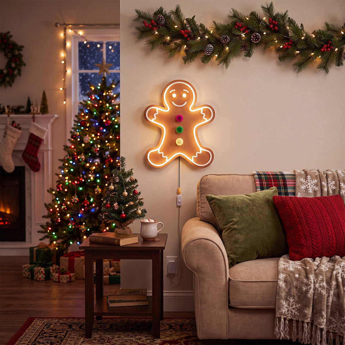Gingerbread Man Christmas Night Light Wall Lamp Nursery Lighting (Gingerbread Man)