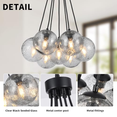 7LT Black Sputnik Bubble Chandelier (Black-Smoke-7 Light / Black-Smoke-17.75")