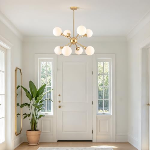 28.3" Glass Globe Chandelier 8 (Gold-8)