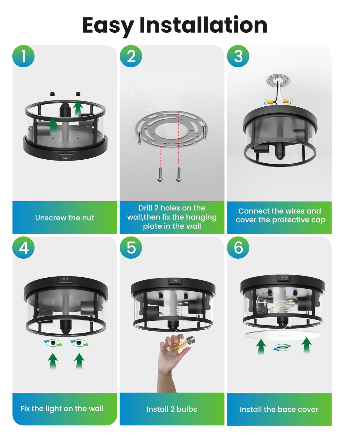 Outdoor Ceiling Light with Motion Sensor 9.3in (9.3 Inch / 1Pack)