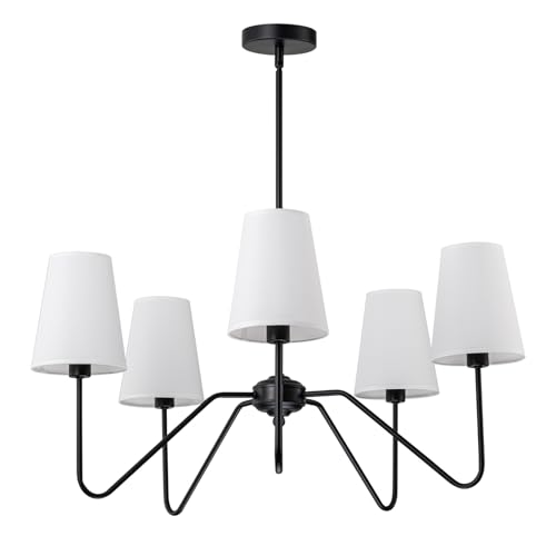 Linear Chandelier with Fabric Shades