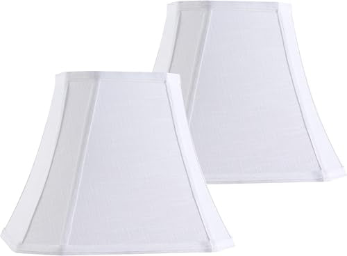 Off White Square Lamp Shades for Floor Lamps (8 x 14 x 11 inches - 2 Pack / Off White Linen)