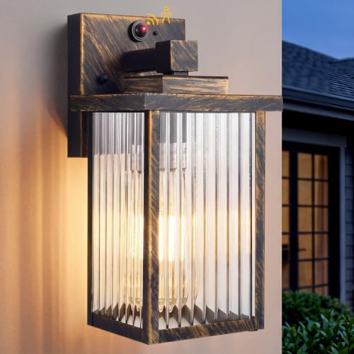 Motion Sensor Wall Light (Black Brush Gold / 10.6''-1 Pack)
