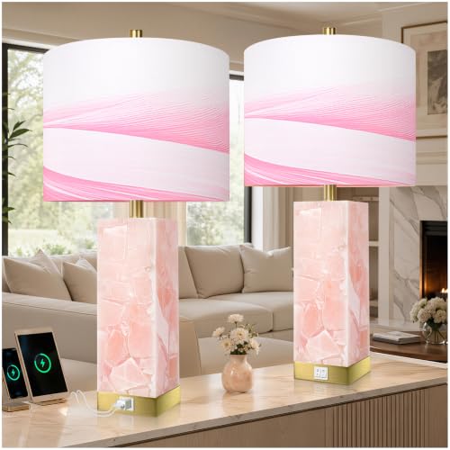 Alabaster Table lamp with USB Series