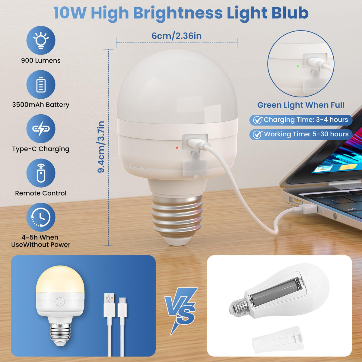 Rechargeable Light Bulbs with Remote and Timer