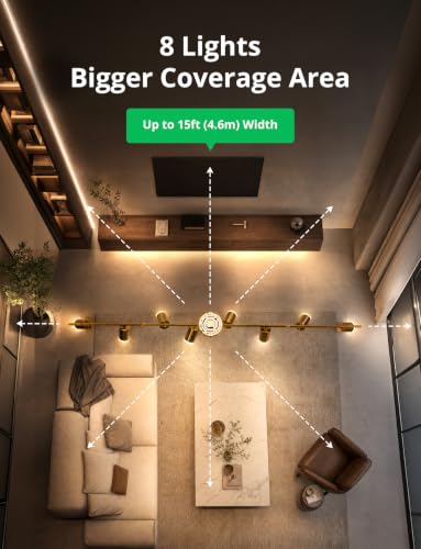 Gold 8 Light Kitchen Track Lighting Fixtures Ceiling LED Spotlight (Gold / 8 Light (Ceiling Mount))