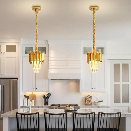 Modern Gold Crystal Chandelier 2 (D7.4"XH10.2" Gold)