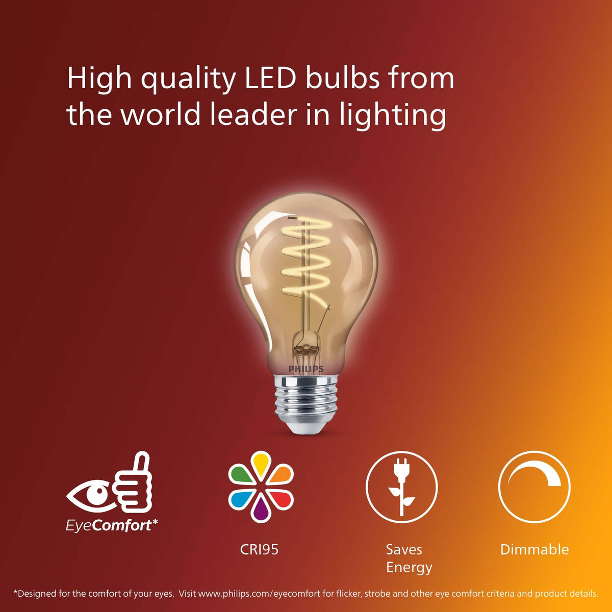 LED 60 W A19 Vintage Edison Spiral Amber (Amber (2000k))