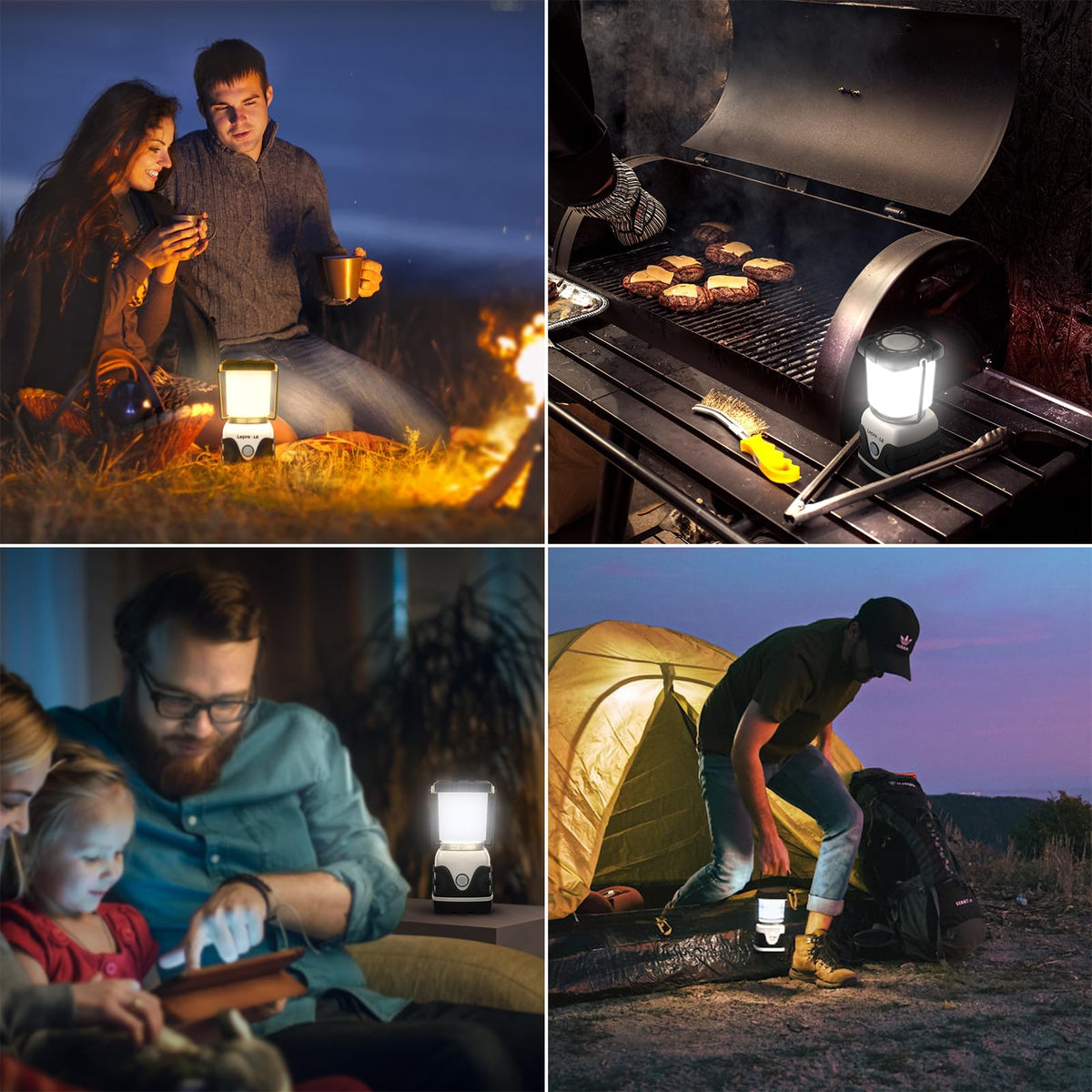1000LM Battery Powered LED Camping Lantern with 4 Light Modes (White)