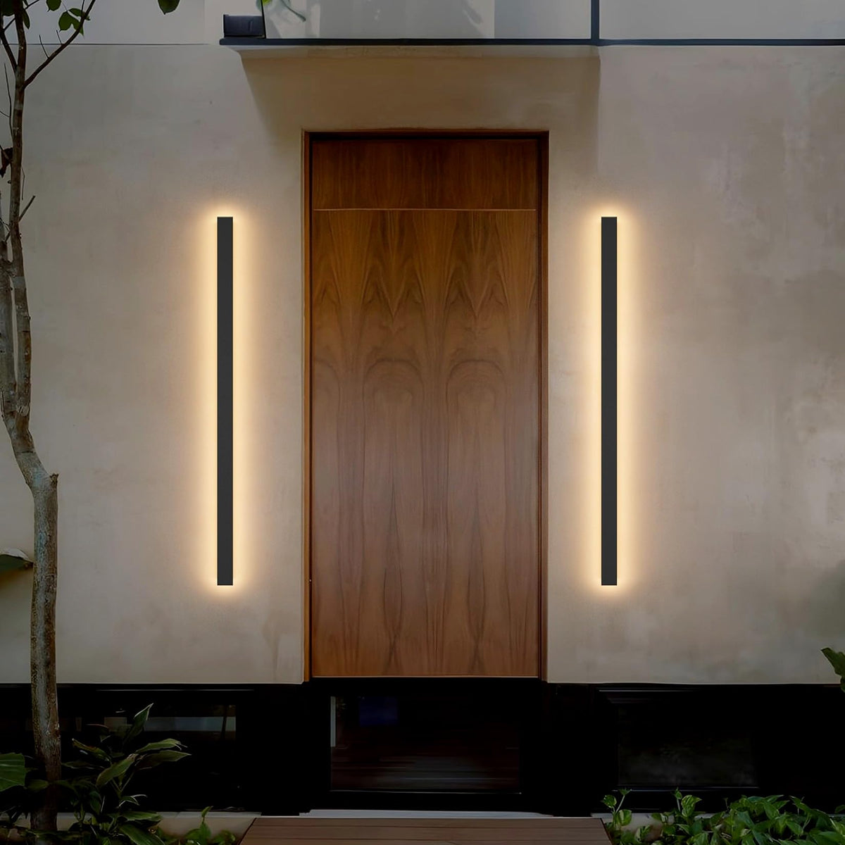 2 Pack 40Inch Long Outdoor LED Wall Lights 3000K Modern Exterior Wall Light Fixtures IP65 Waterproof for House Porch Courtyard (Black / 39.4Inch)