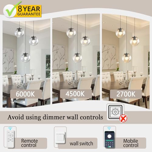 3 Light Small Chandelier LED Modern Glass Globe Pendant Light Chandeliers for Entryway Lighting Fixture Bedroom and Dining Room (Black-Clear / Globe 3-Light)