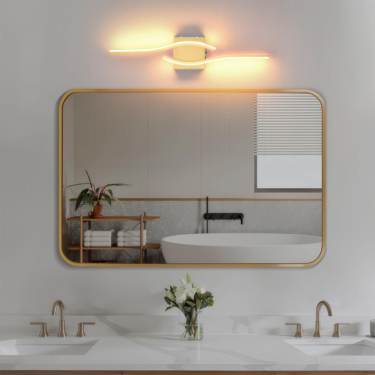 Battery Powered Wall Sconces Set of 2 (Gold / 23.6 inch)