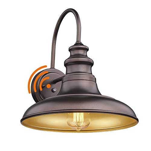 Dusk to Dawn Sensor Outdoor Barn Light Fixture Outdoor Wall Sconce Farmhouse Wall Mount Lights Exterior Light Fixture Bronze Finish Industrial Wall Lantern for Porch (Oil-Rubbed Bronze / 01-DDRZ004-1PACK(Dusk to Dawn))