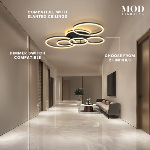 Chloe Flush Mount Ceiling Light (Black Ash / 6 Circles / Warm White)